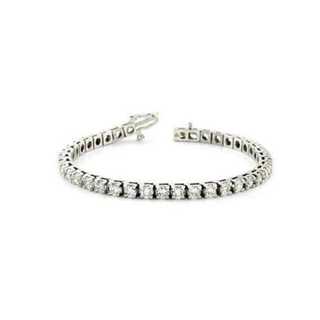 Bracciale Tennis Donna Taglio Rotondo Vero Diamanti Oro Bianco 14K 14 Carati