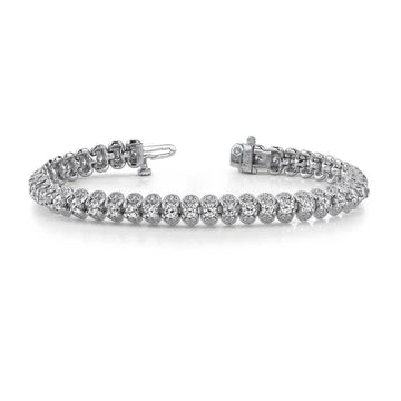 Bracciale Tennis Donna Vero Diamante Taglio Rotondo 5.40 Carati Oro Bianco 14K