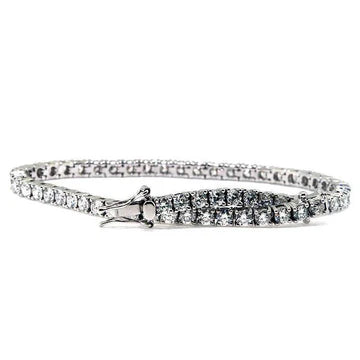 Bracciale Tennis Fine Vero Diamante Taglio rotondo 3.60 Carati Oro Bianco 14K