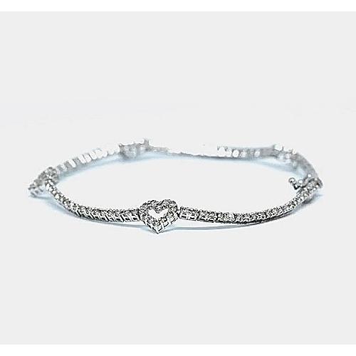 Bracciale Tennis Genuino Diamante Rotondo 2.50 Carati F G VS1 Oro Bianco 14K