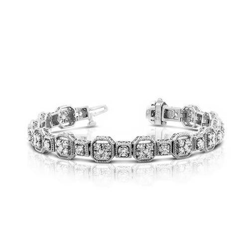Bracciale Tennis Gioielli In Oro Bianco 14K Naturale Diamanti Rotondi 4 Carati