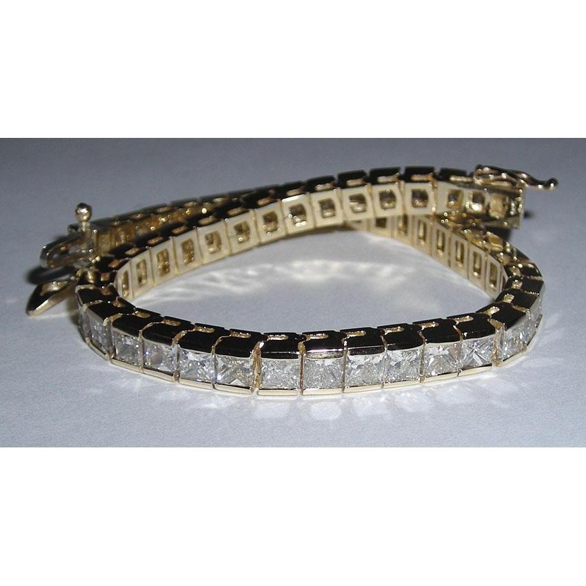 Bracciale Tennis In Oro 12.50 Carati Con Vero Diamanti Princess