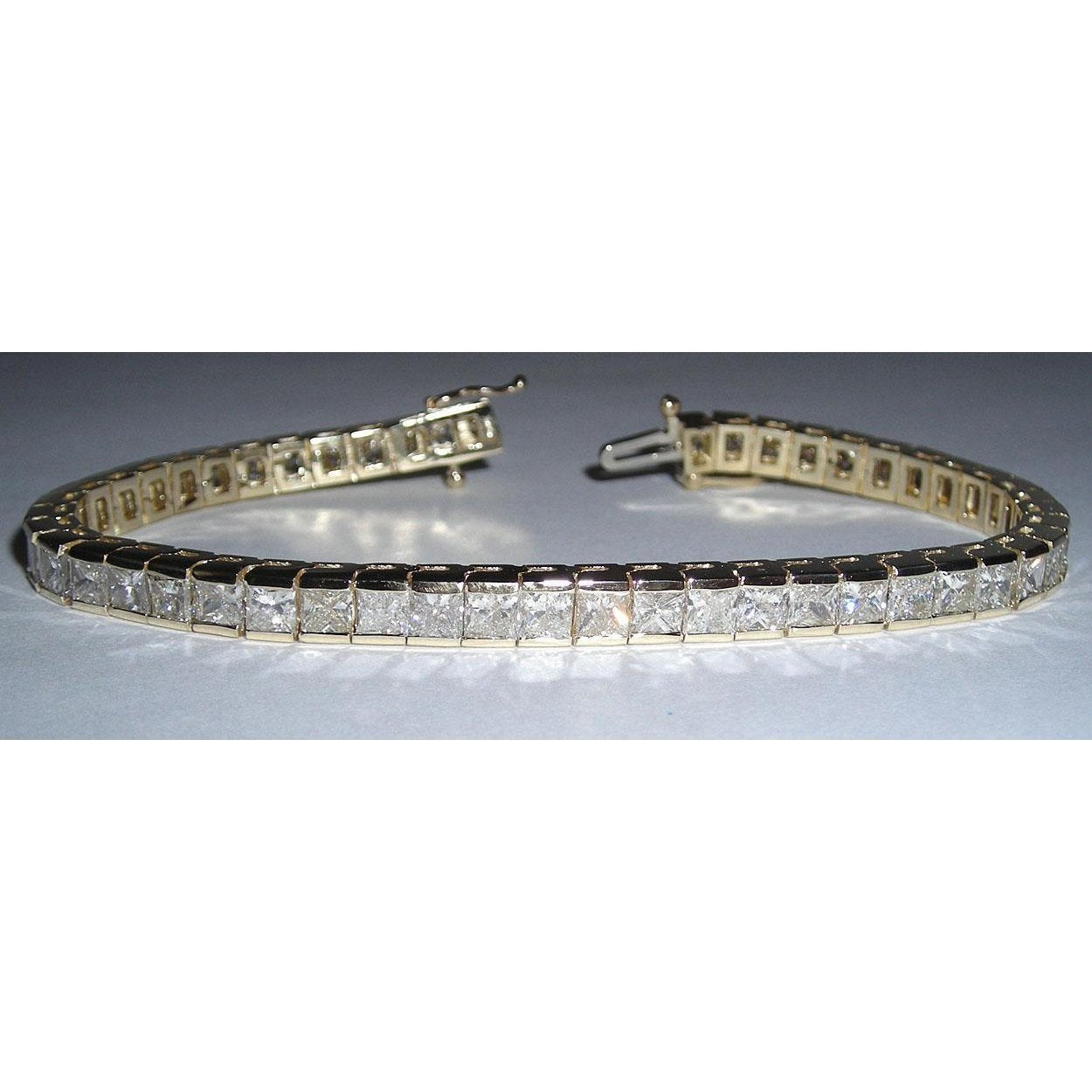 Bracciale Tennis In Oro 12.50 Carati Con Vero Diamanti Princess