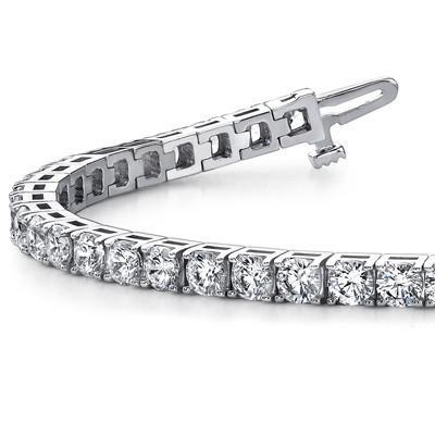 Bracciale Tennis In Oro Bianco 14K Con Genuino Diamanti Rotondi 7 Carati Novità