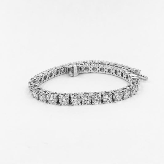 Bracciale Tennis In Oro Bianco 14K Con Genuino Diamanti Taglio Rotondo 12 Carati