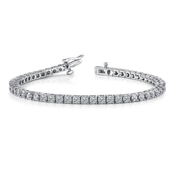 Bracciale Tennis In Oro Bianco 14K Con Naturale Diamante Tondo Taglio Brillante Da 3 Ct