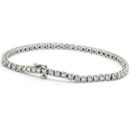 Bracciale Tennis In Oro Bianco 14K Con Naturale Diamanti Rotondi Da 6 Carati Con Griffe