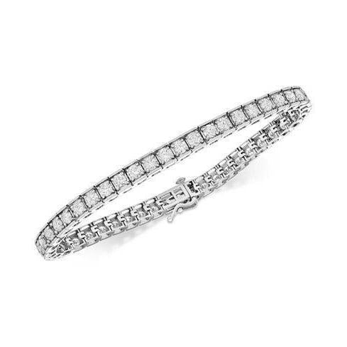 Bracciale Tennis In Oro Bianco 14K Con Naturale Diamanti Scintillanti Taglio Rotondo 9 Ct