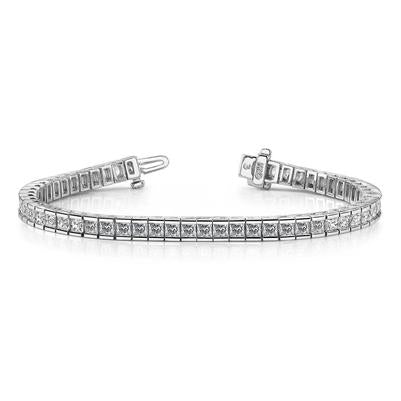 Bracciale Tennis In Oro Bianco 14K Con Splendidi Vero Diamanti Taglio Princess Da 10.10 Ct