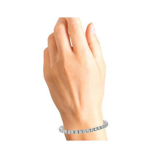 Bracciale Tennis In Oro Bianco 14K Con Vero Diamanti 12 Carati