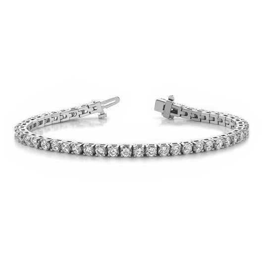 Bracciale Tennis In Oro Bianco 14K Con Vero Diamanti A Taglio Rotondo Da 14,85 Carati Incastonati Ad Artiglio