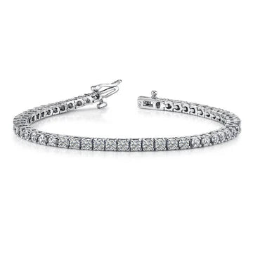 Bracciale Tennis In Oro Bianco 14K Con Vero Diamanti Brillanti Tondi 5.30 Carati