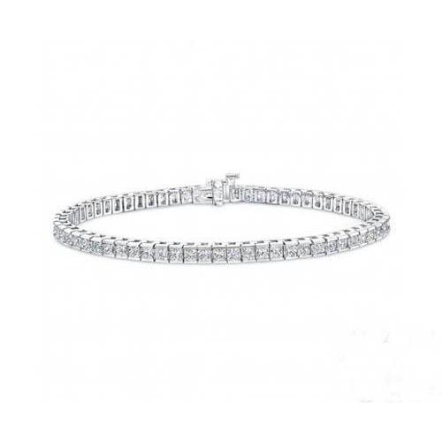 Bracciale Tennis In Oro Bianco 14K Con Vero Diamanti Incastonati A Punta Principessa Da 7 Ct