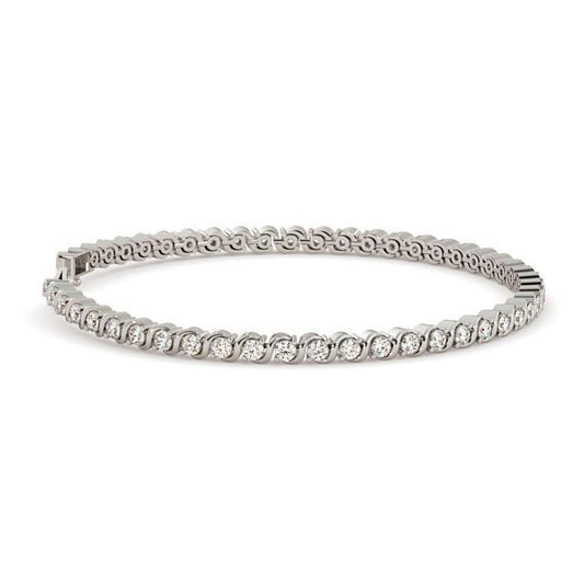 Bracciale Tennis In Oro Bianco 14K Con Vero Diamanti Taglio Brillante 5 Carati