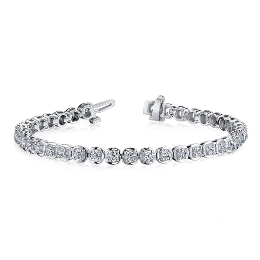 Bracciale Tennis In Oro Bianco 14K Con Vero Diamanti Taglio Brillante Rotondo 8 Ct