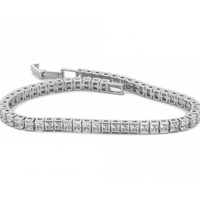 Bracciale Tennis In Oro Bianco 14K Con Vero Diamanti Taglio Princess Da 7,56 Ct