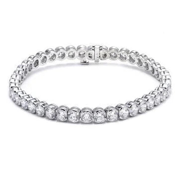 Bracciale Tennis In Oro Bianco 14K Con Vero Diamanti Tondi 10.10 Ct Jewelry