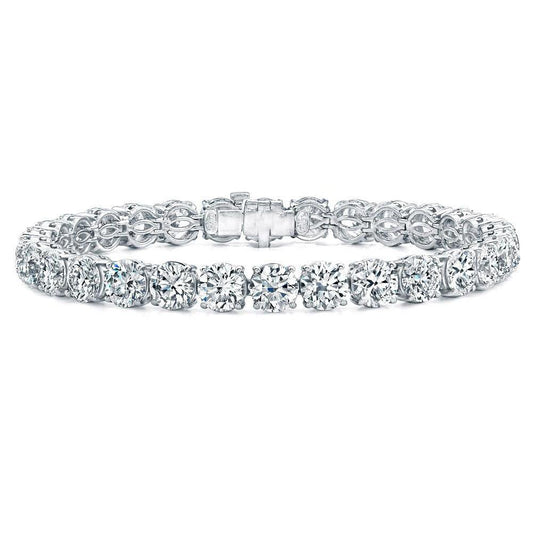 Bracciale Tennis In Oro Bianco 14K Con Vero Diamanti Tondi Da 13,65 Ct