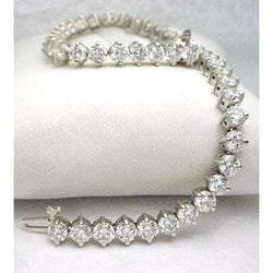 Bracciale Tennis In Oro Bianco 14K Con Vero Diamanti Tondi Incastonati Da 10.50 Ct