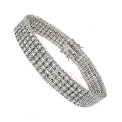 Bracciale Tennis In Oro Bianco 14K Incastonato 7.70 Carati Vero Diamanti Tondi