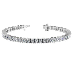 Bracciale Tennis In Oro Bianco Con Castone Princess Vero Diamond 11 Carati