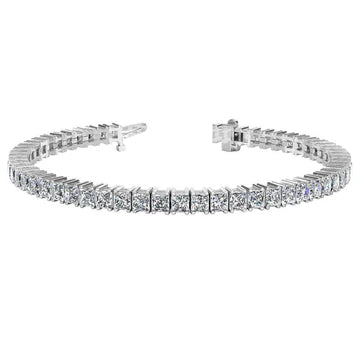 Bracciale Tennis In Oro Bianco Con Castone Princess Vero Diamond 11 Carati