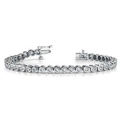 Bracciale Tennis In Oro Bianco Con Genuino Diamante Taglio Brillante Rotondo 4.80 Carati