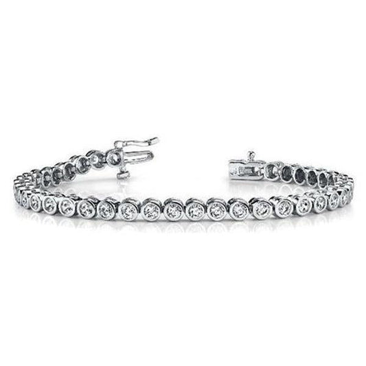Bracciale Tennis In Oro Bianco Con Genuino Diamante Taglio Brillante Rotondo 4.80 Carati
