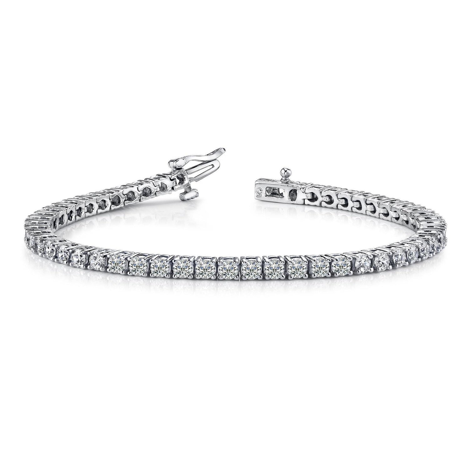 Bracciale Tennis In Oro Bianco Con Genuino Diamante Taglio Brillante Rotondo Da 7.80 Ct