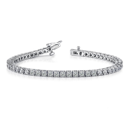Bracciale Tennis In Oro Bianco Con Genuino Diamante Taglio Brillante Rotondo Da 7.80 Ct