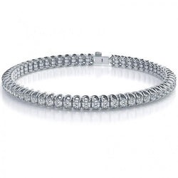 Bracciale Tennis In Oro Bianco Con Genuino Diamanti 7.20 Carati Taglio Rotondo Scintillante
