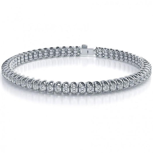 Bracciale Tennis In Oro Bianco Con Genuino Diamanti 7.20 Carati Taglio Rotondo Scintillante