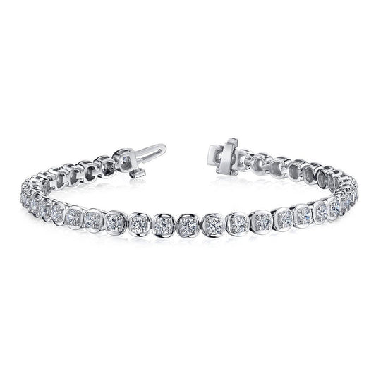 Bracciale Tennis In Oro Bianco Con Genuino Diamanti Rotondi 8 Carati