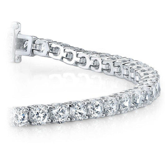 Bracciale Tennis In Oro Bianco Con Genuino Diamanti Rotondi Da 9.50 Carati. Gioielleria Raffinata