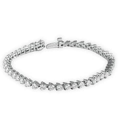 Bracciale Tennis In Oro Bianco Con Genuino Diamanti Taglio Rotondo 5.40 Carati