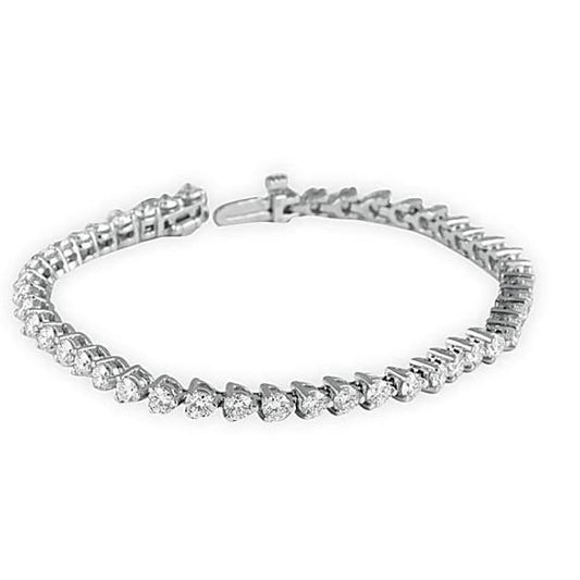 Bracciale Tennis In Oro Bianco Con Genuino Diamanti Taglio Rotondo 5.40 Carati