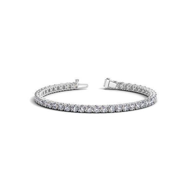 Bracciale Tennis In Oro Bianco Con Genuino Diamanti Taglio Rotondo Scintillante Da 6.60 Carati