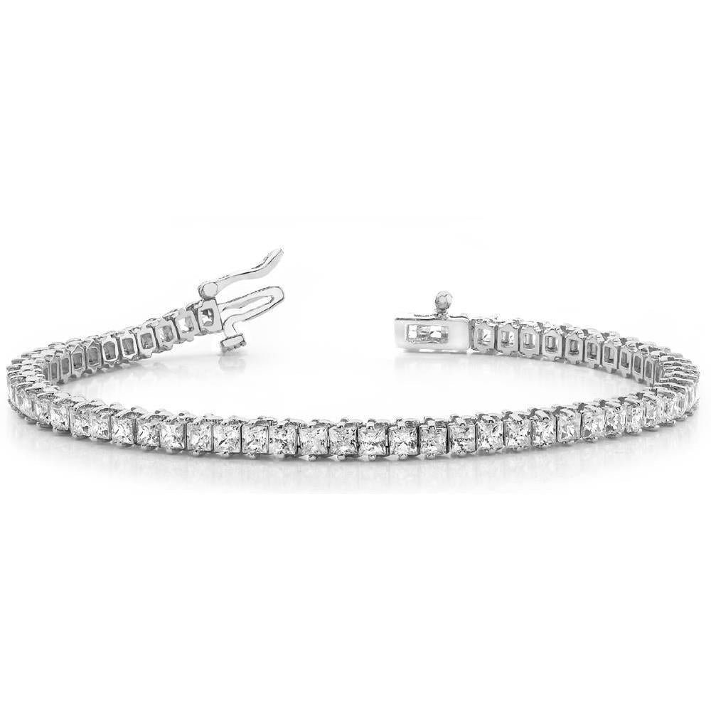 Bracciale Tennis In Oro Bianco Con Naturale Diamanti Taglio Princess Da 9.70 Ct