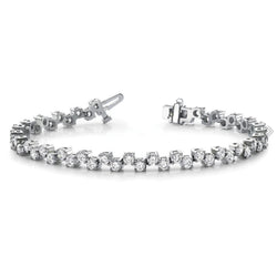 Bracciale Tennis In Oro Bianco Con Vero Diamante Taglio Brillante Rotondo 5.40 Carati