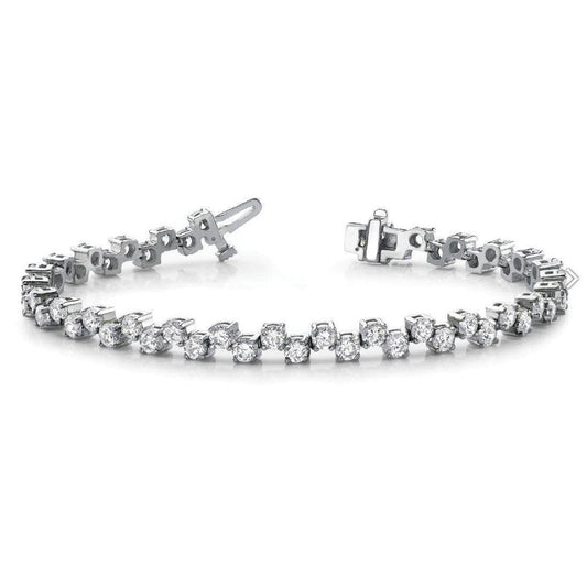 Bracciale Tennis In Oro Bianco Con Vero Diamante Taglio Brillante Rotondo 5.40 Carati