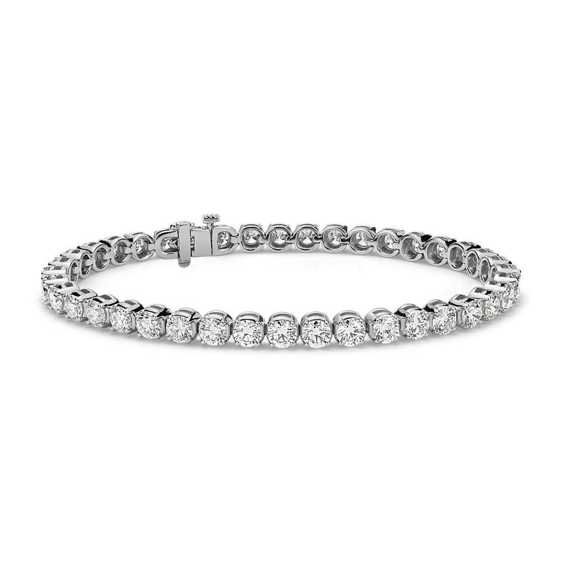 Bracciale Tennis In Oro Bianco Da Donna Con Naturale Diamanti Tondi Da 8 Ct