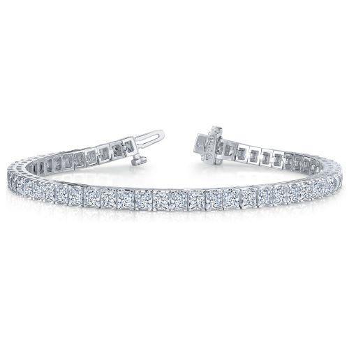 Bracciale Tennis In Oro Bianco Massiccio 14K Con Genuino Diamanti Taglio Principessa 13 Carati