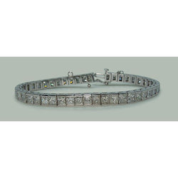 Bracciale Tennis In Oro Bianco Massiccio 14K Con Vero Diamanti Princess Da 11,50 Carati