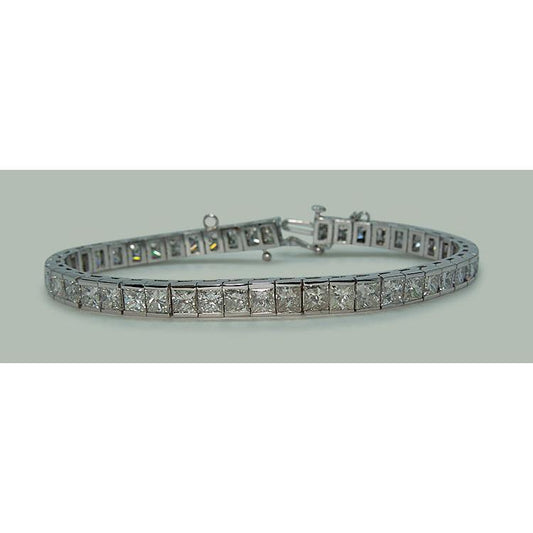 Bracciale Tennis In Oro Bianco Massiccio 14K Con Vero Diamanti Princess Da 11,50 Carati