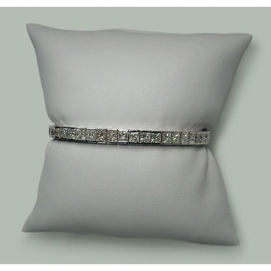 Bracciale Tennis In Oro Bianco Massiccio 14K Con Vero Diamanti Princess Da 11,50 Carati