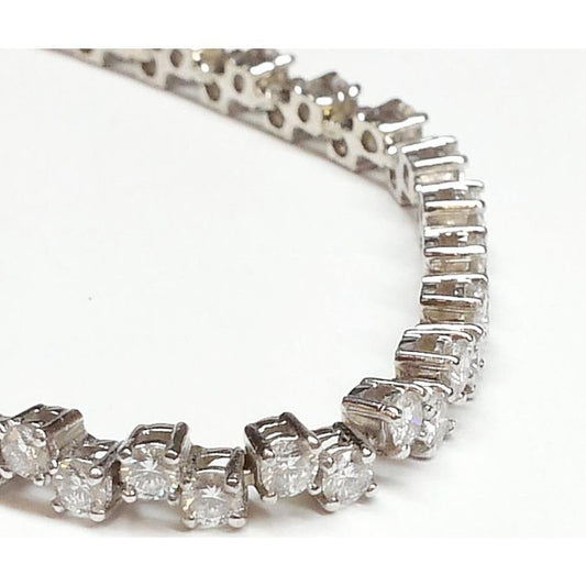 Bracciale Tennis In Oro Bianco Massiccio 14K Con Vero Diamanti Rotondi Incastonati Da 19 Ct
