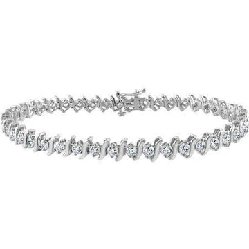 Bracciale Tennis In Oro Bianco Massiccio 2.50 Carati Con Vero Diamanti. Gioielleria Raffinata 14K