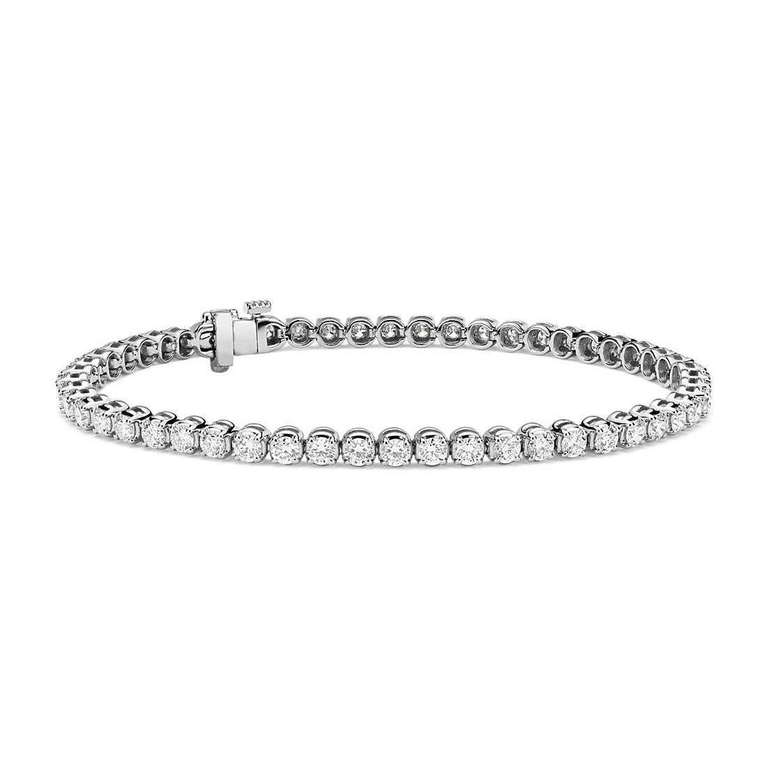 Bracciale Tennis In Oro Bianco Massiccio Con Naturale Diamanti Tondi Da 5.30 Ct