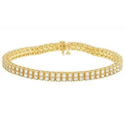 Bracciale Tennis In Oro Giallo 14K . Con Doppia Fila Di Vero Diamanti Da 6.70 Carati