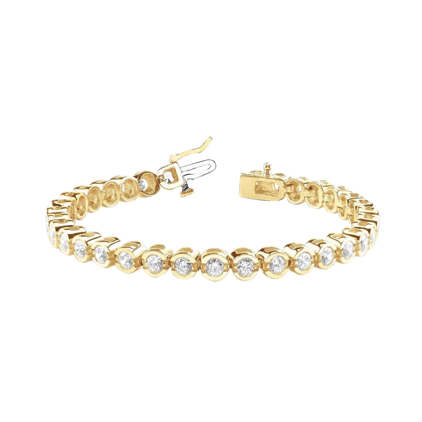 Bracciale Tennis In Oro Giallo 14K . Con Vero Diamanti A Taglio Rotondo Da 11.20 Carati